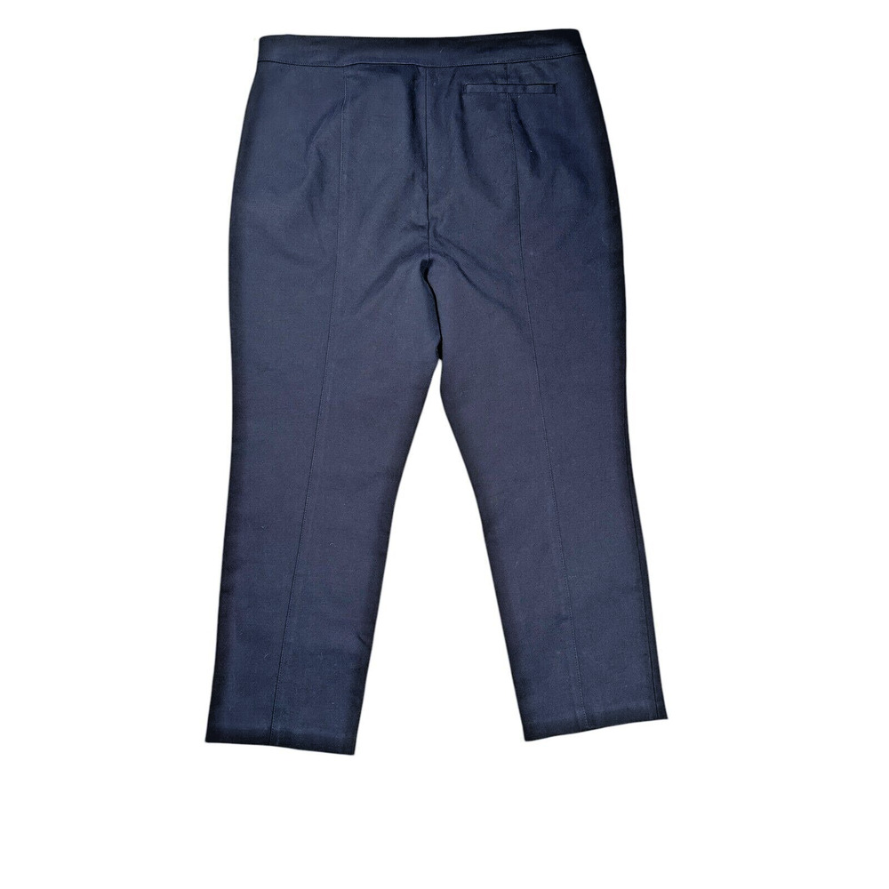 Tory Burch Vanner Cropped Pants Size 16 Navy Blue Cotton Casual Business - Picture 2 of 9